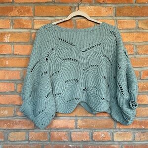 Elodie Women's Knit Poncho - Light Blue